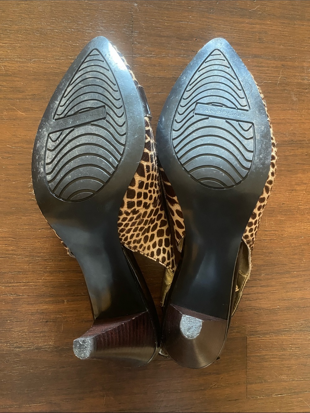 Bandolino Brown and Black Animal Print Slingback Heels - Picture 5 of 6